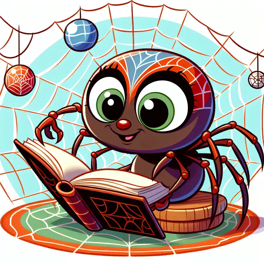Illustration of Anansi the Spider creatively spinning a web of tales.
