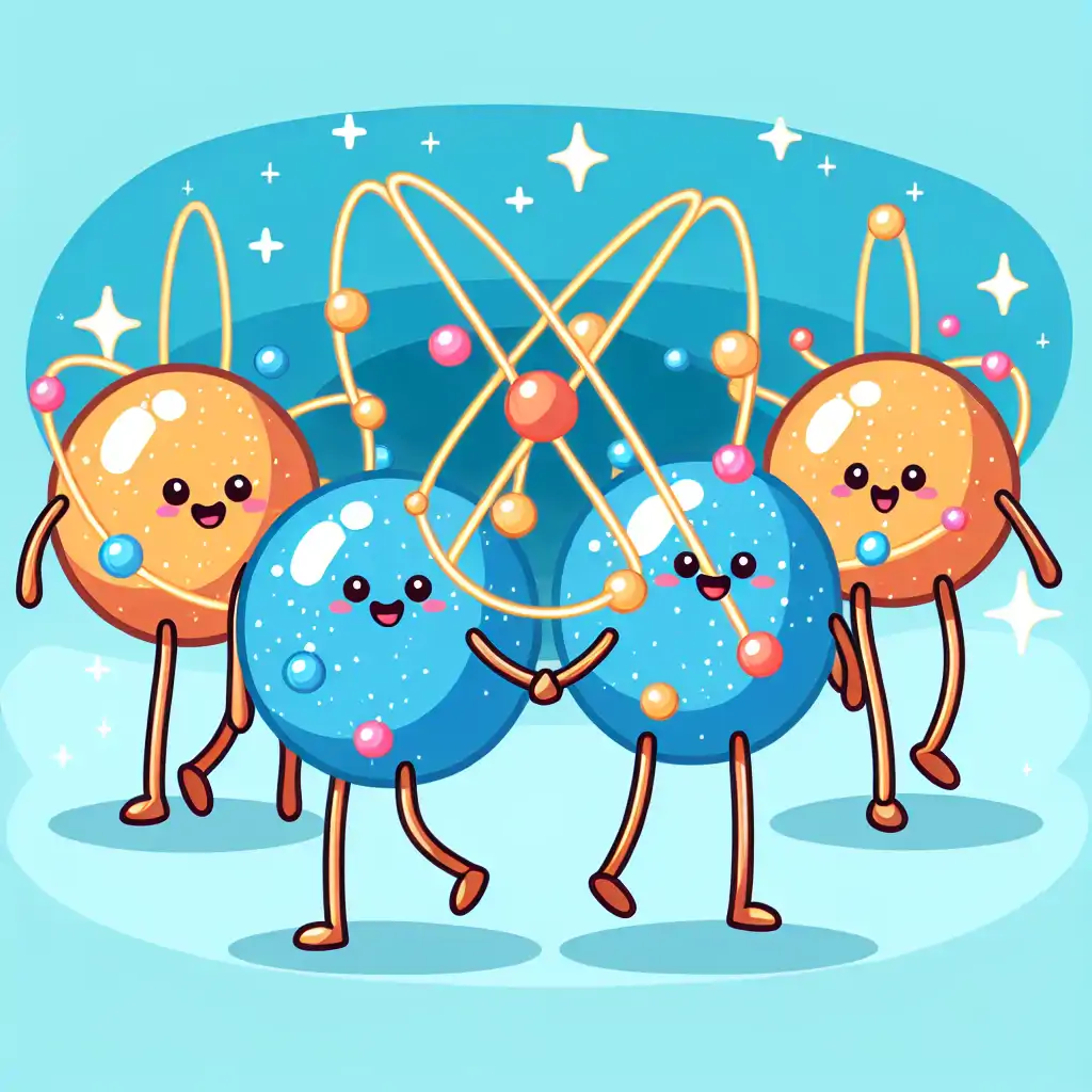 An illustration of quantum particles holding hands, moving into conventional order symbolically.