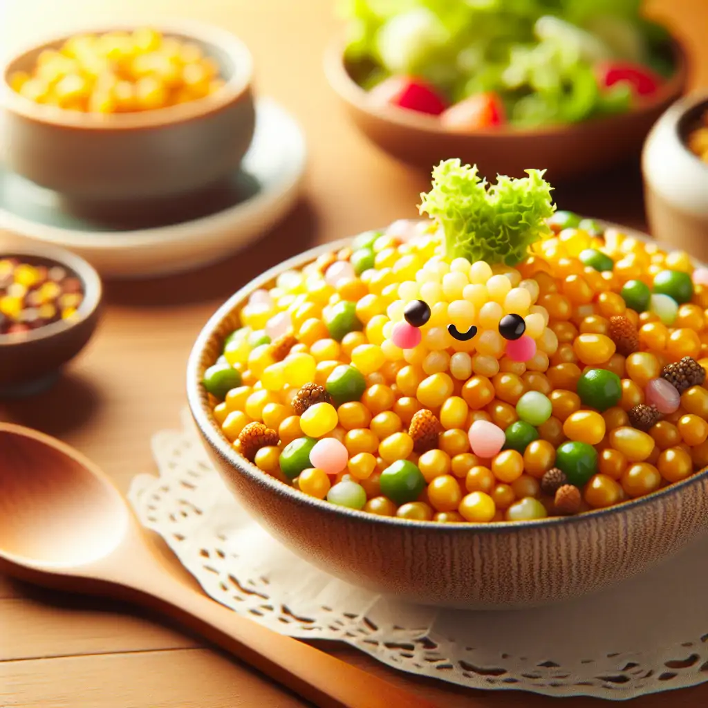 A plated serving of Heimdall's Golden Grains, showcasing the vibrant colors and textures of the dish.