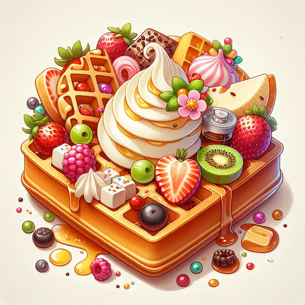 A classic waffle topped with a mix of both traditional and modern toppings