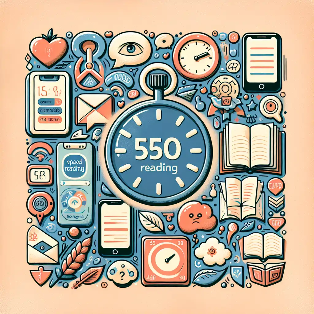 A collage of various speed reading apps and books with a stopwatch.