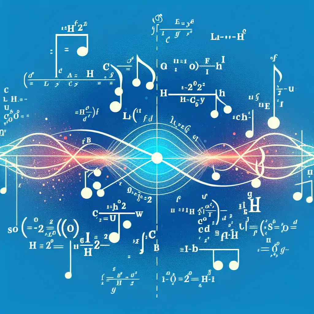A schematic of Schrödinger's equation with a graphical representation of energy levels similar to musical notes.