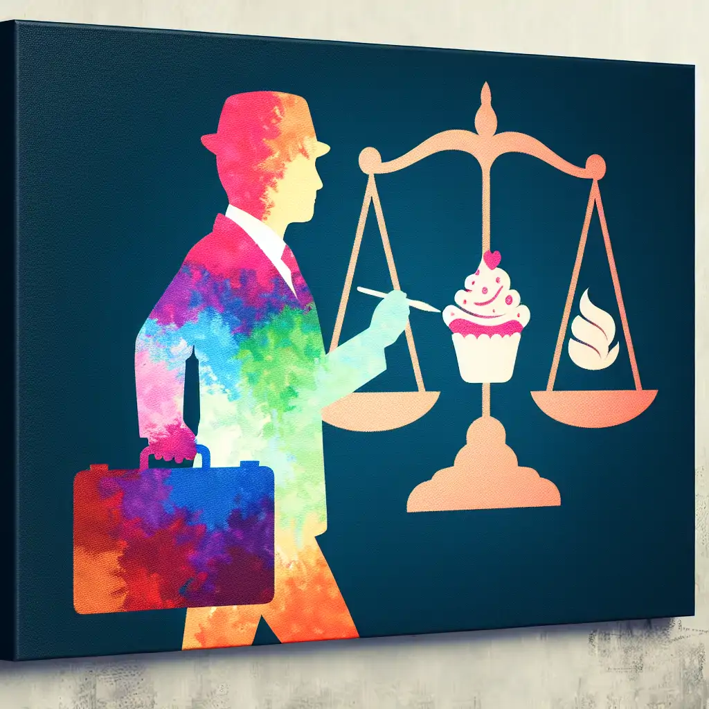 A silhouette of a forensic psychologist painting a picture of balance scales with a cupcake on one side.