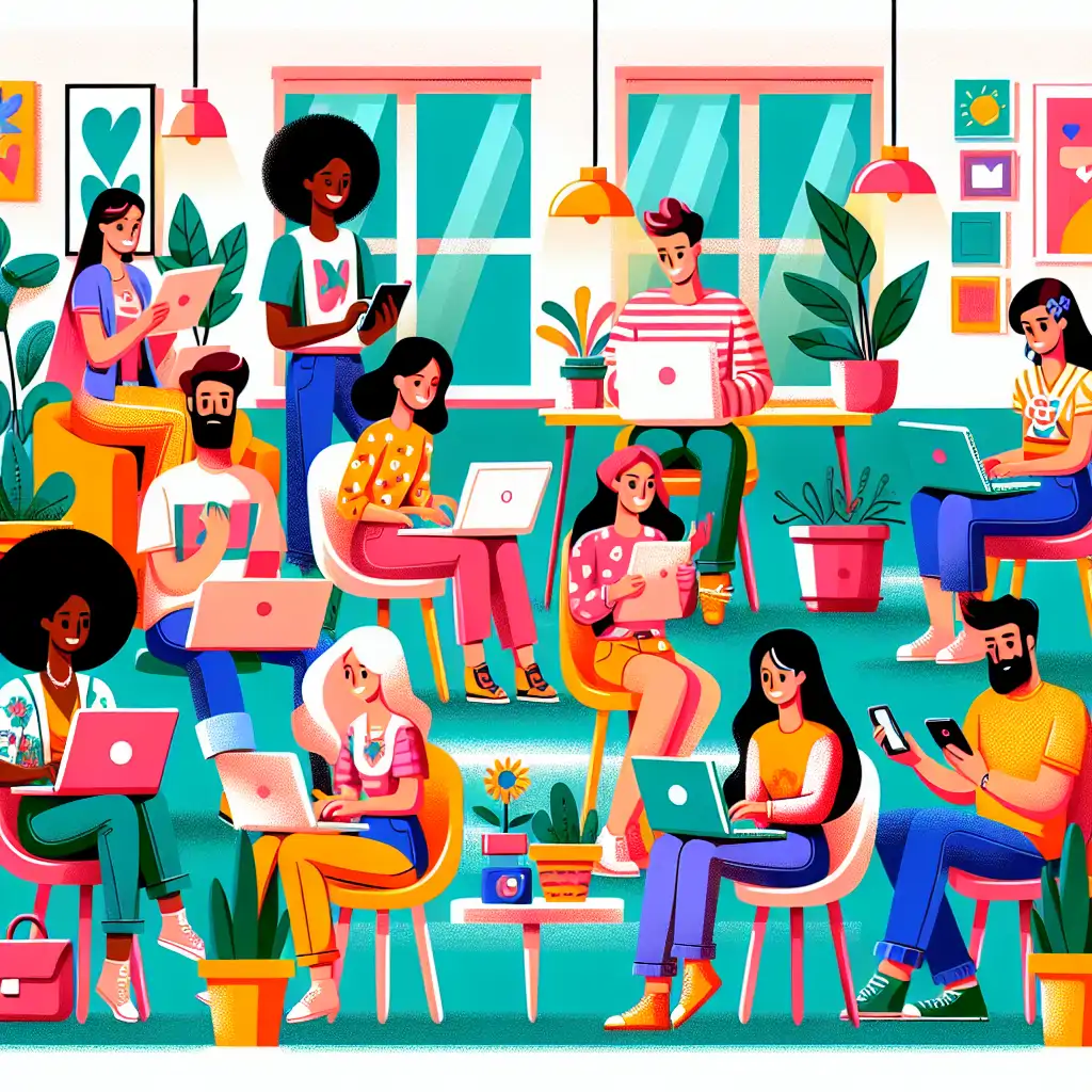 A vibrant community of diverse bloggers collaborating and engaging online.