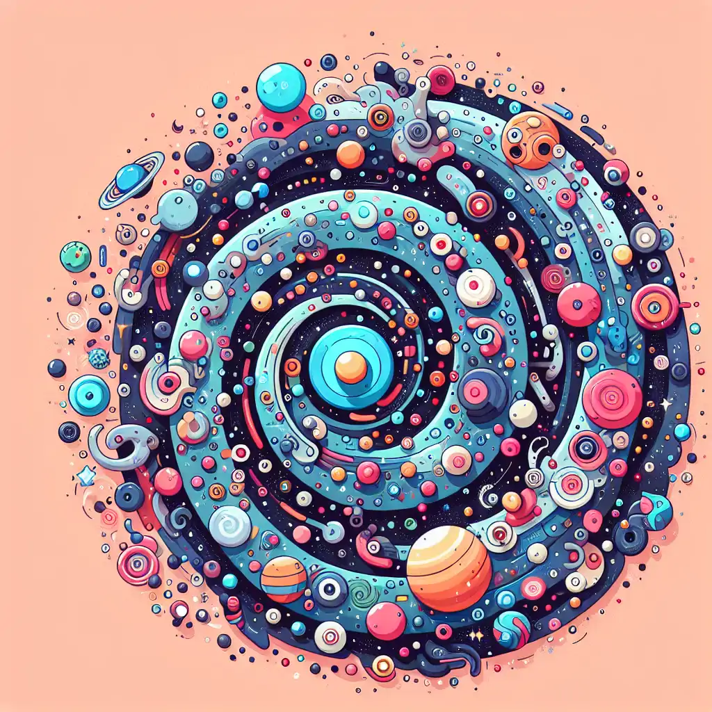 Abstract representation of a universe filled with swirling entropic elements.