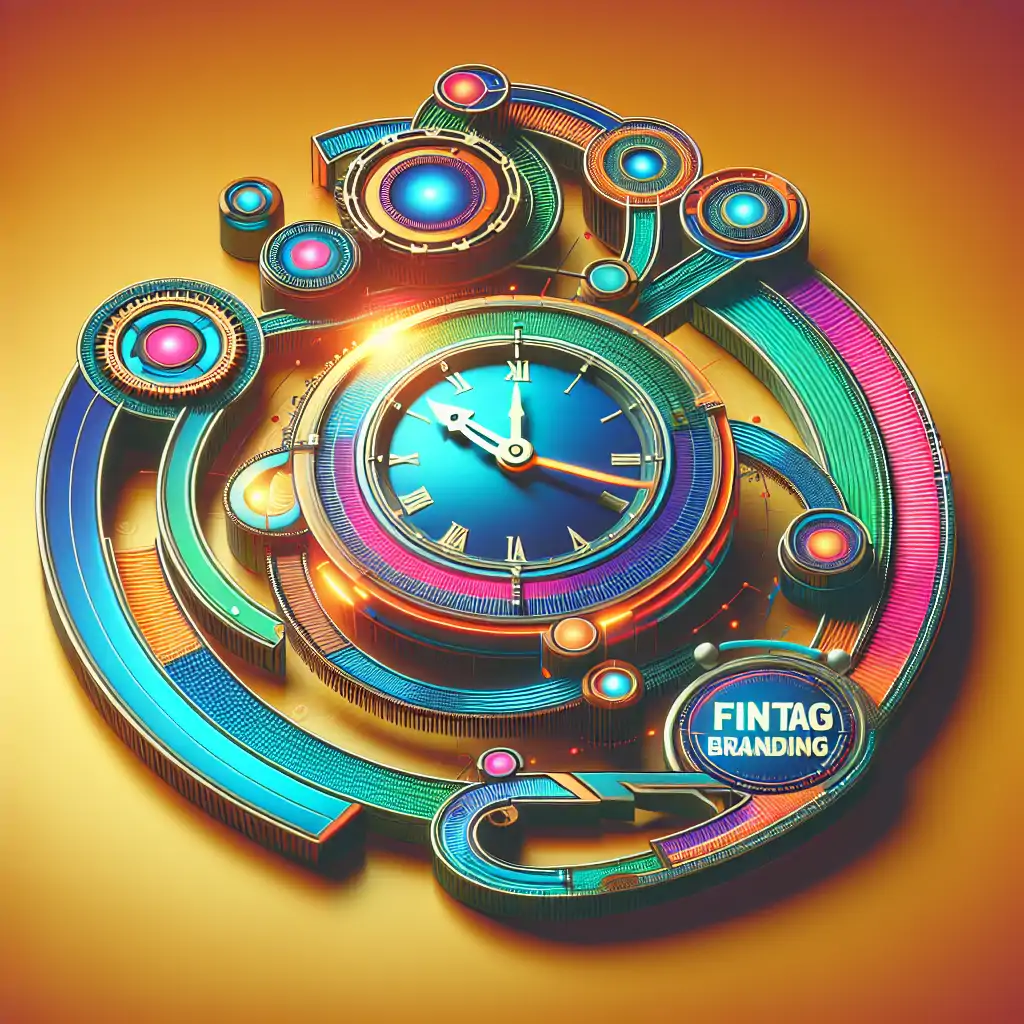 A futuristic clock melded with a vintage branding timeline.