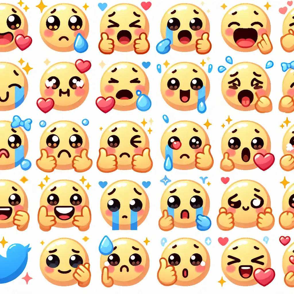 A collage of popular emojis representing a variety of emotions and gestures.