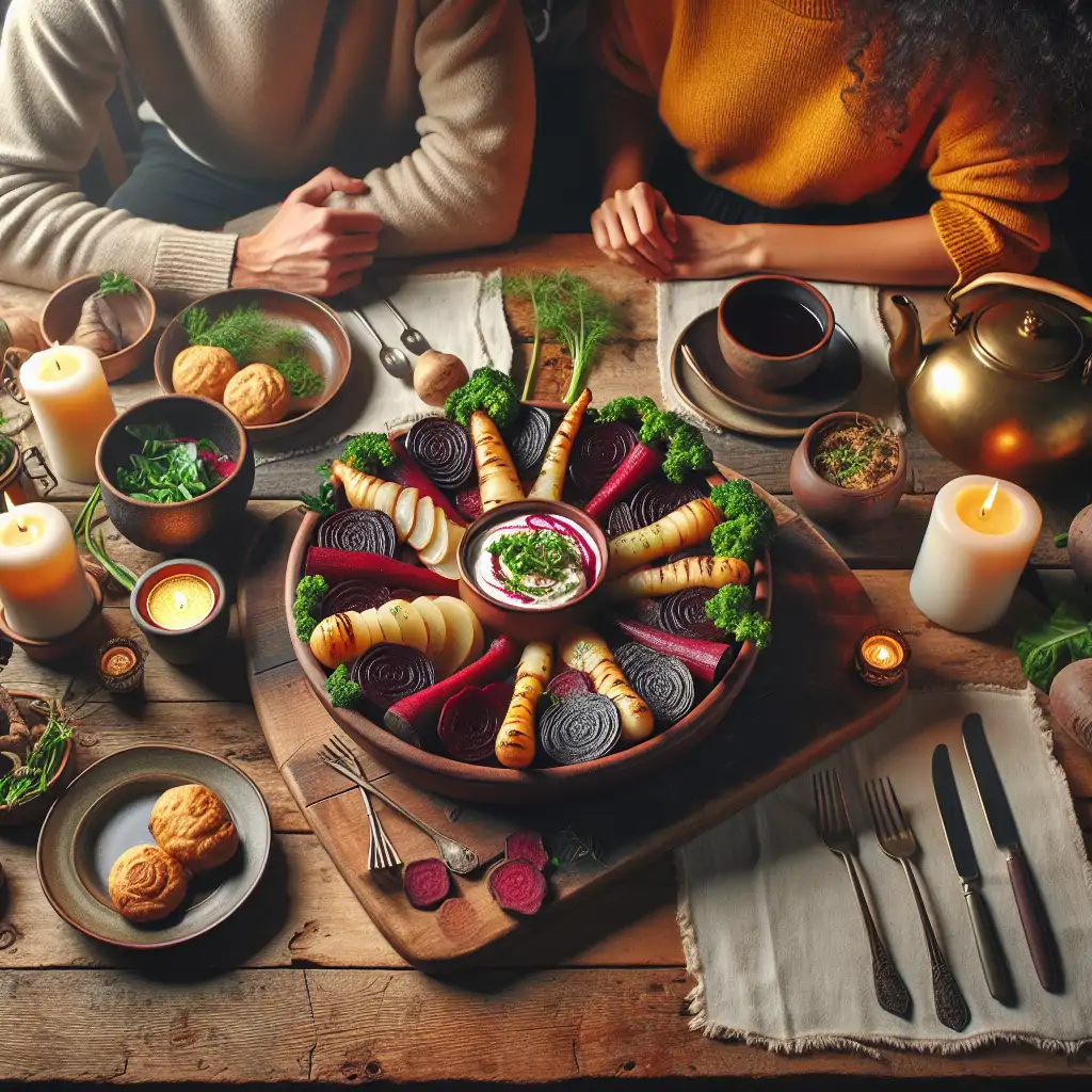 A beautifully arranged serving of Vegan Parsnip and Beet Skål, ready to be enjoyed in the warmth of companionship.