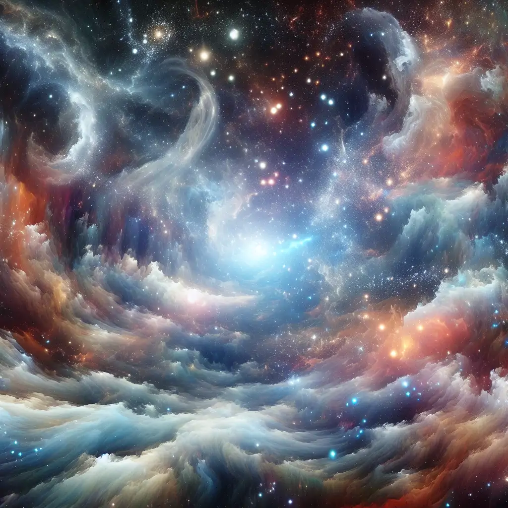 An expansive view of the universe filled with artistic galaxies and nebulae, signifying creative possibilities.