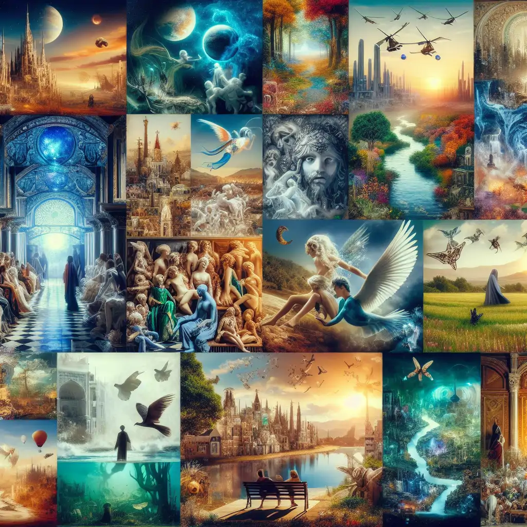 A collage of Agnes's films showcasing diversity in storytelling and imaginative settings.