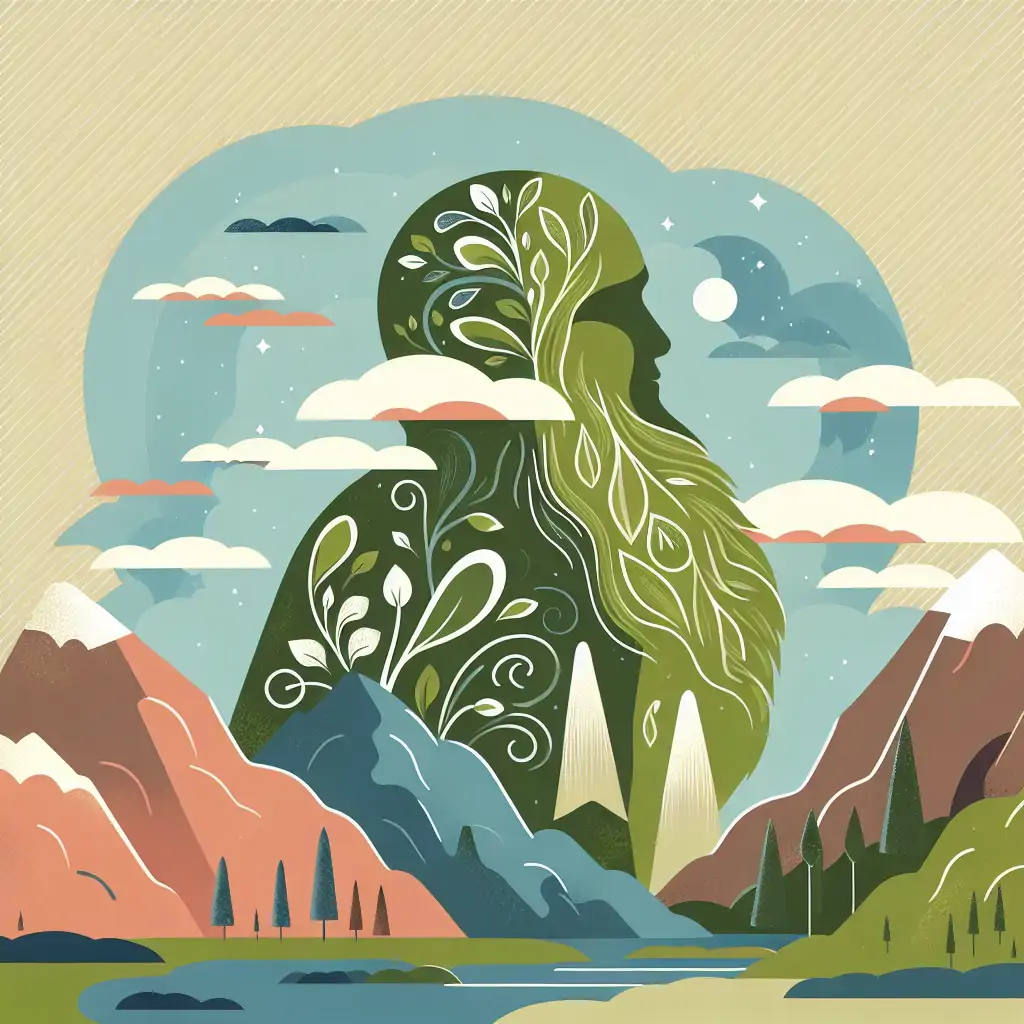 A giant merging seamlessly into a mountainous terrain, symbolizing the tales’ legacy.