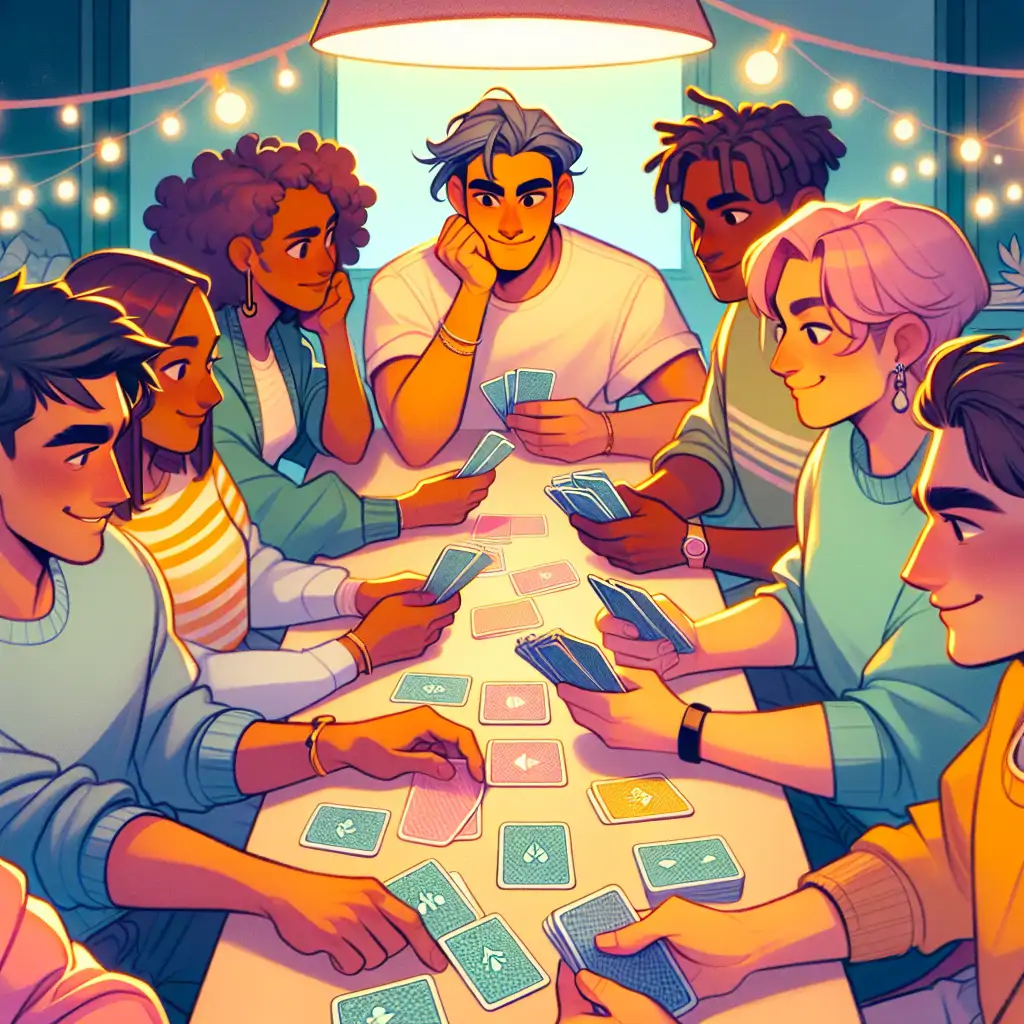 An intense game of Coup with players carefully considering their next move.