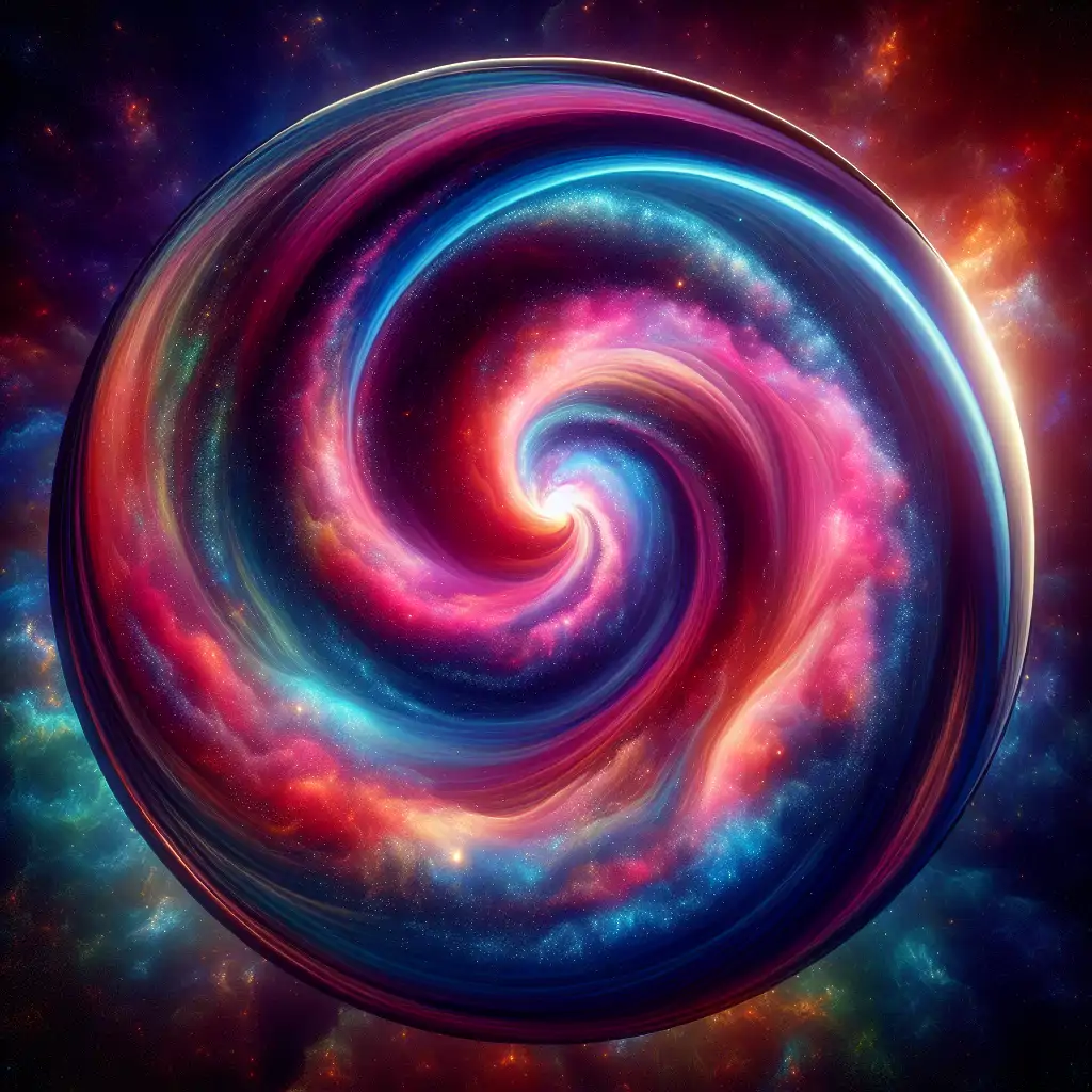 An image depicting a galaxy swirling with vibrant colors and laughter, embodying the concept of cosmic comedy.