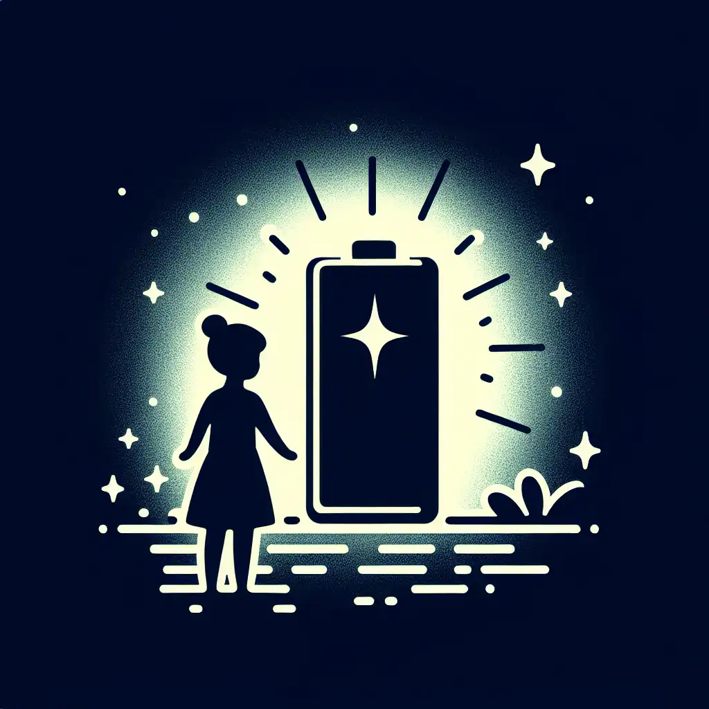A silhouette of a person gazing at a glowing, enigmatic battery.