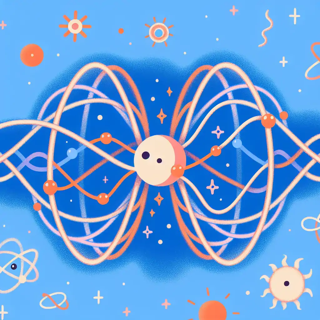 Depiction of quantum particles and entanglement illustrating secure communication