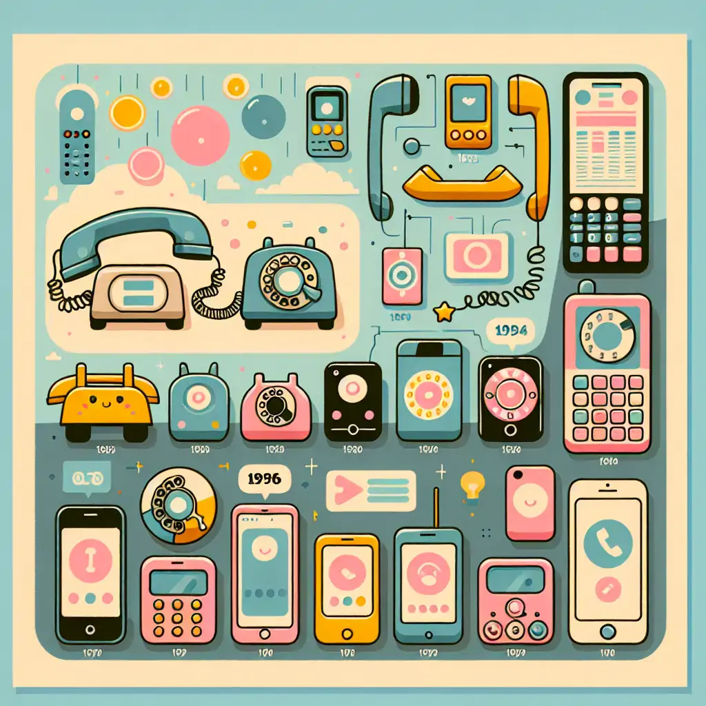 A collage of old and new phones, symbolizing the passage of time and connection between dimensions.