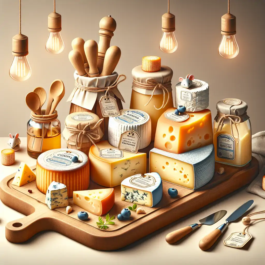 A warm image of a cheese board beautifully presented with a variety of cheeses, representing the culmination of fermenters' work.
