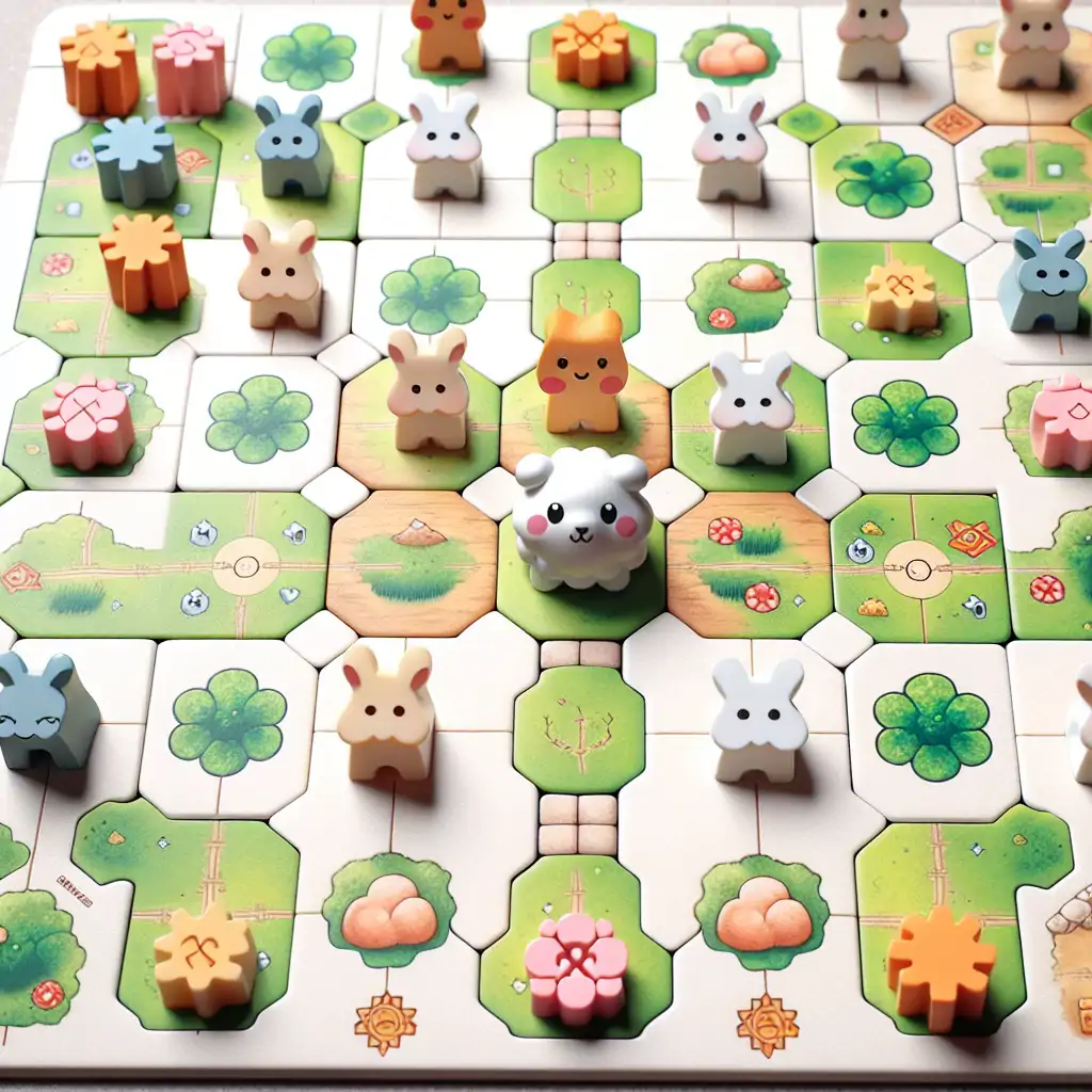 Meeples and tiles scattered across a pristine Carcassonne board, illustrating strategic consideration and game progression.