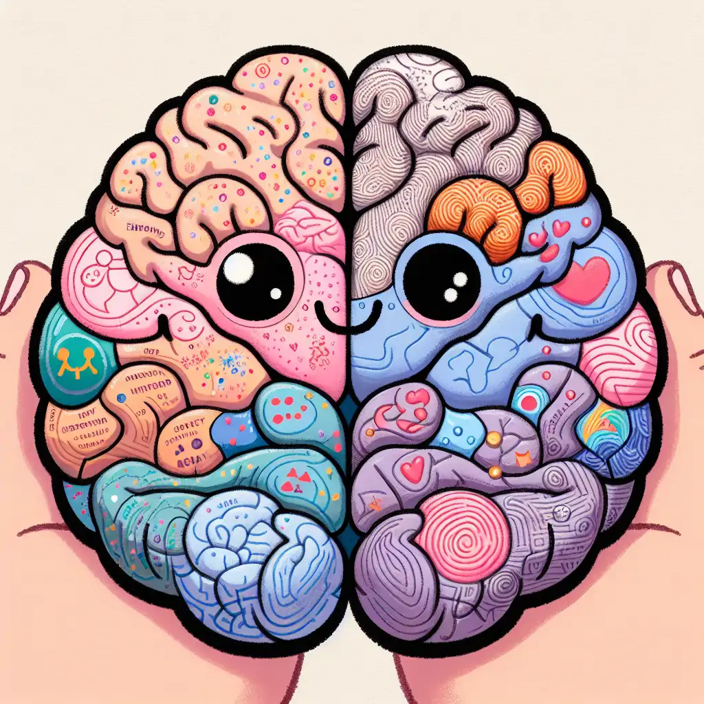 Illustration of a brain with a focus on emotions and empathy.