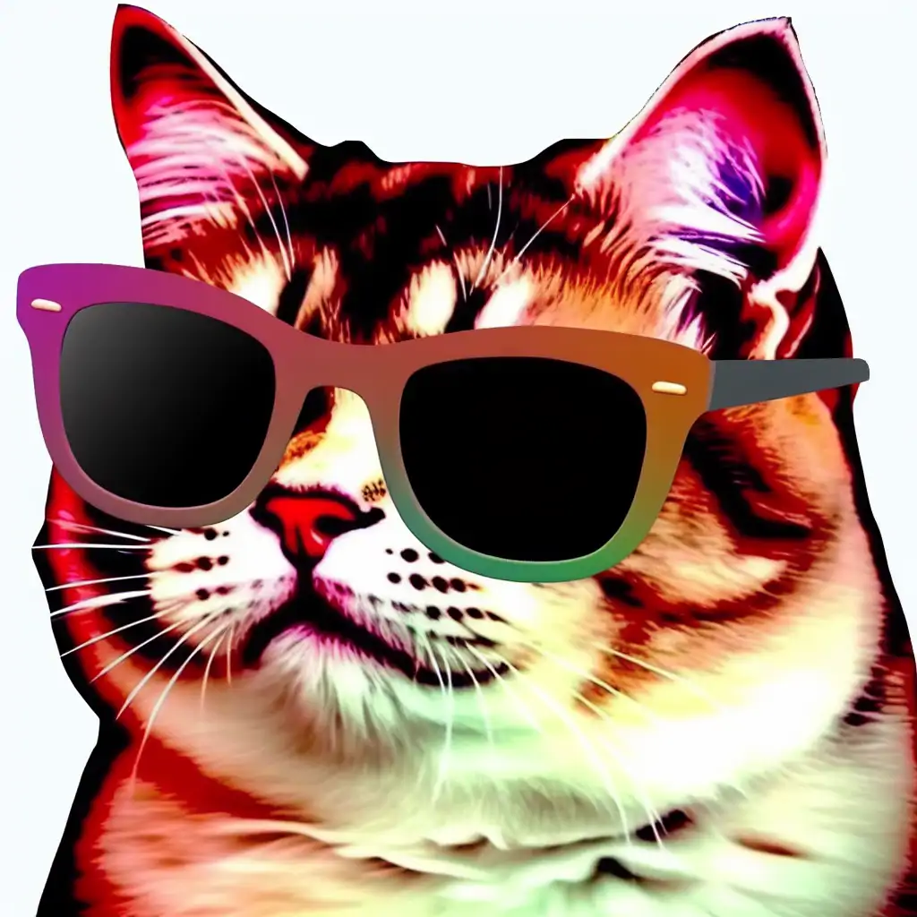 A cat wearing sunglasses, symbolizing the whimsical nature of meme coins.