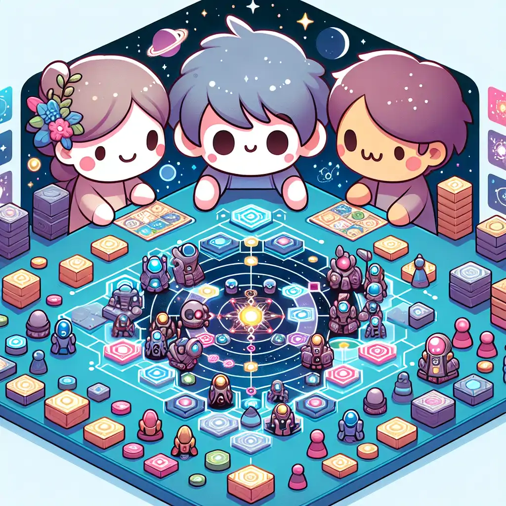 Players engaging in strategic gameplay, surrounded by various complex game components of *Twilight Imperium*