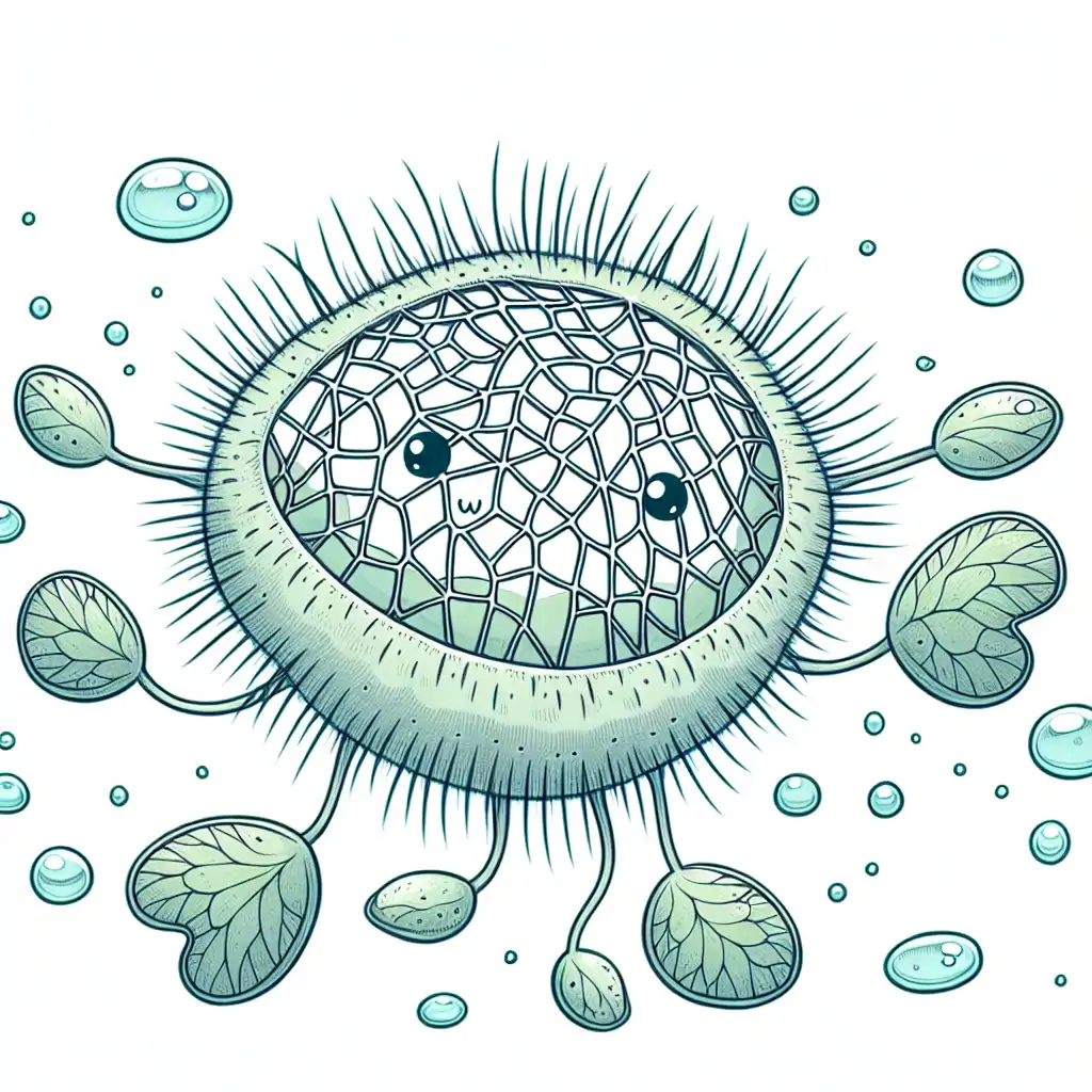 Illustration of a Bladderwort plant underwater showing its traps