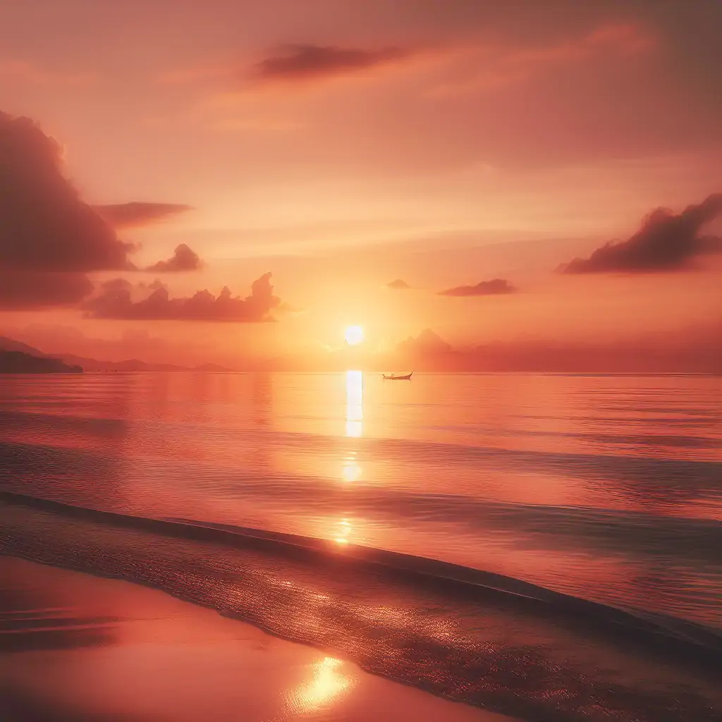 A serene sunset over the sea, evoking the peaceful, enduring legacy of Jasper's joyful life.