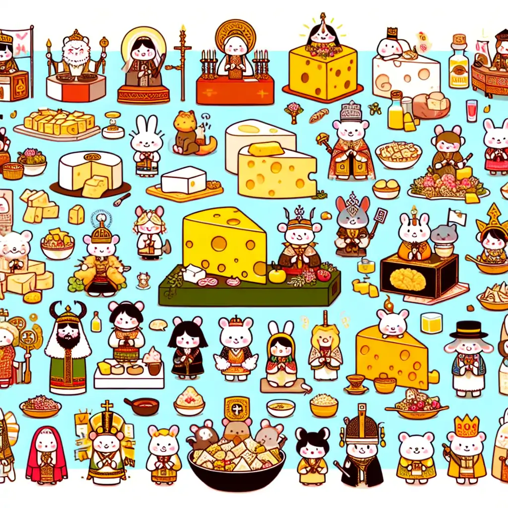 Cultural depictions of cheese usage in ancient and modern ceremonies from around the world.
