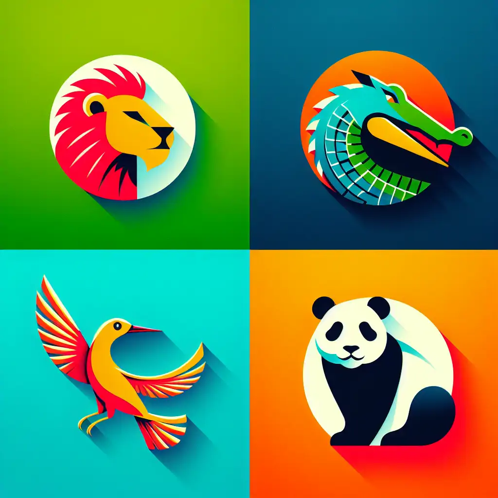 A collage-style image showcasing diverse animal logos such as the MGM lion, Lacoste’s crocodile, Twitter’s bird, and WWF’s panda, evoking the rich assortment of animal branding imagery.
