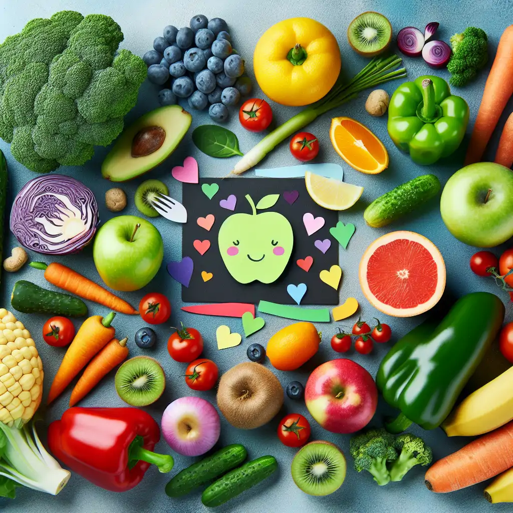 A colorful array of fresh fruits and vegetables, symbolizing health and vitality.