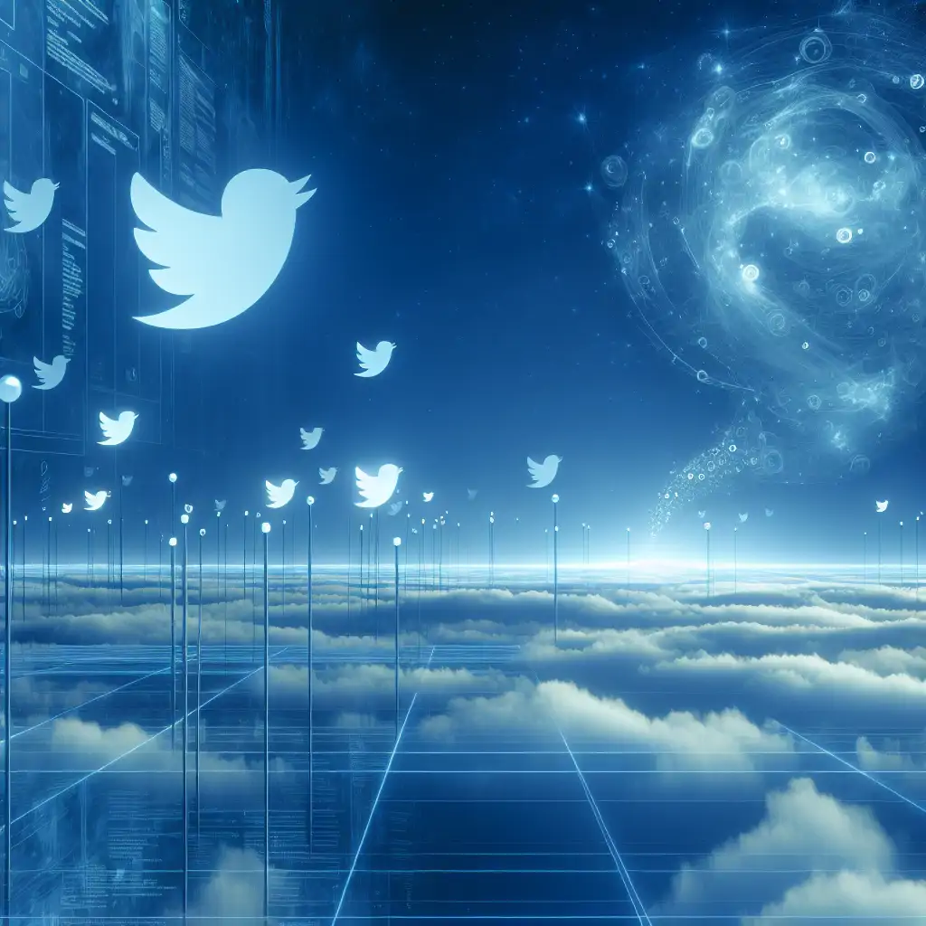 A serene digital landscape filled with tweets floating in the air like thought bubbles, encouraging readers to contemplate the depth behind their digital interactions.