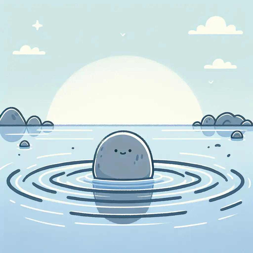 A pebble creating ripples in a serene pond, symbolizing the broader effects of bullying.