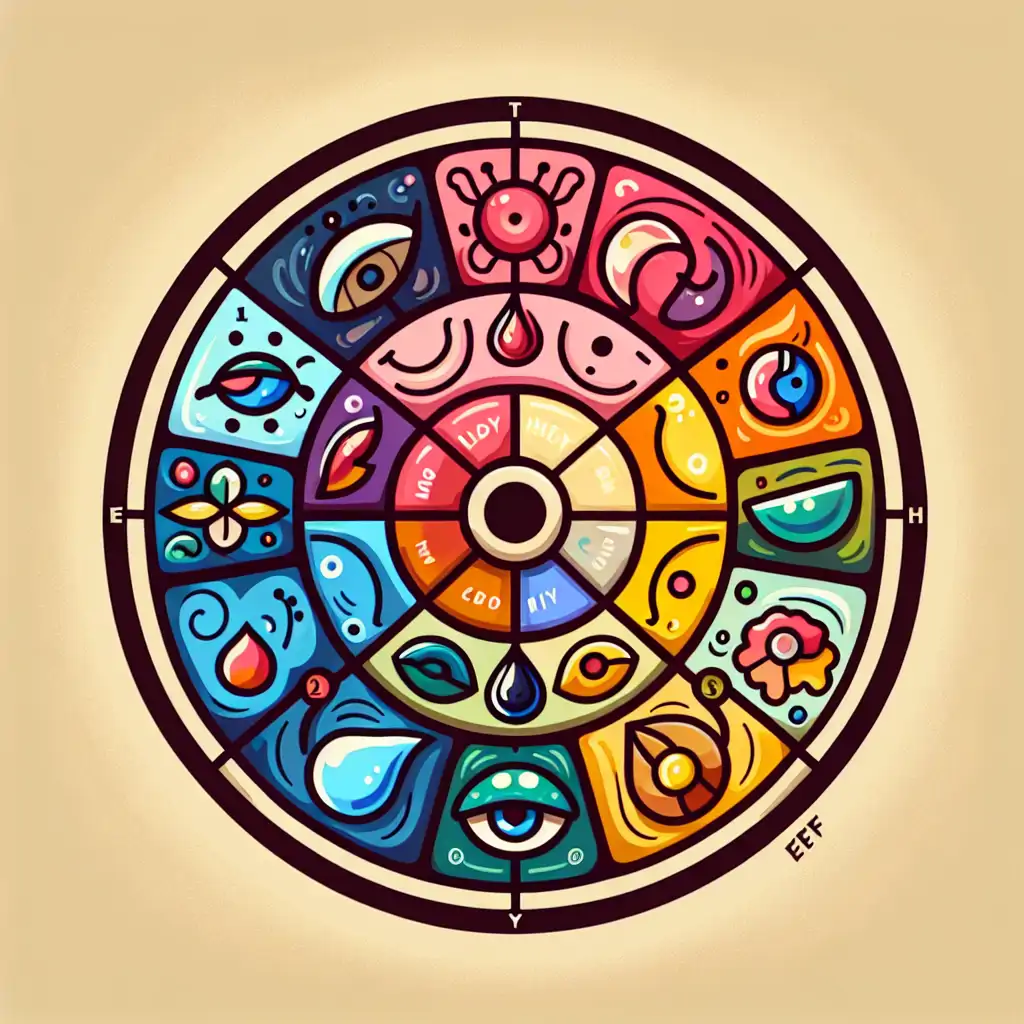 A vibrant color wheel showing different hues and their psychological associations.