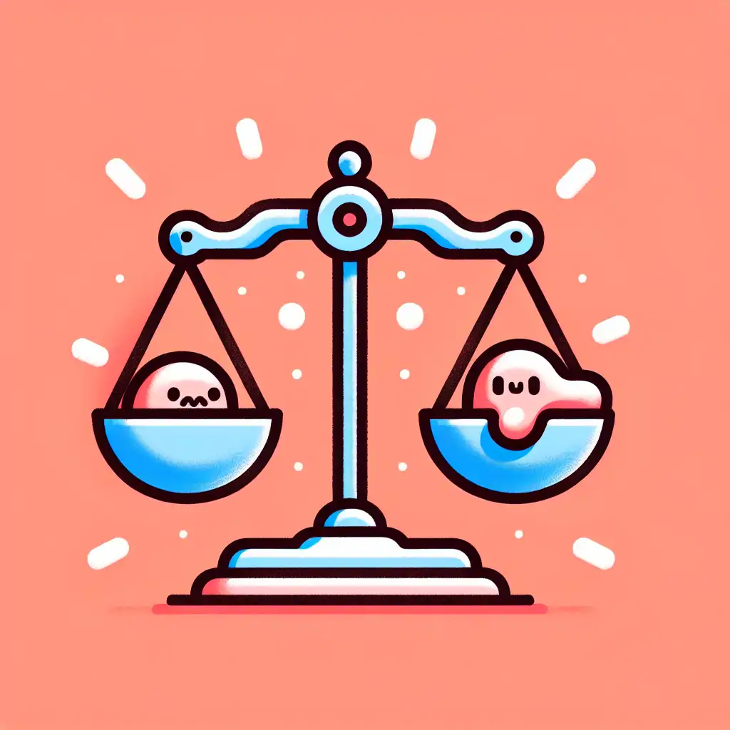 A symbolic image of scales tipping, representing justice overshadowed by absurdity.