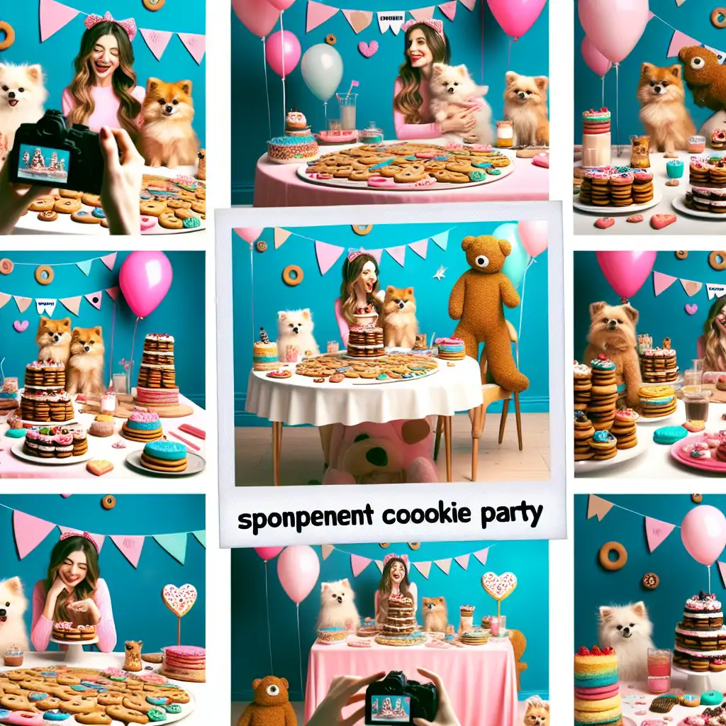 A vibrant collage of photographs, each showcasing a different spontaneous cookie party hosted by Clarence.