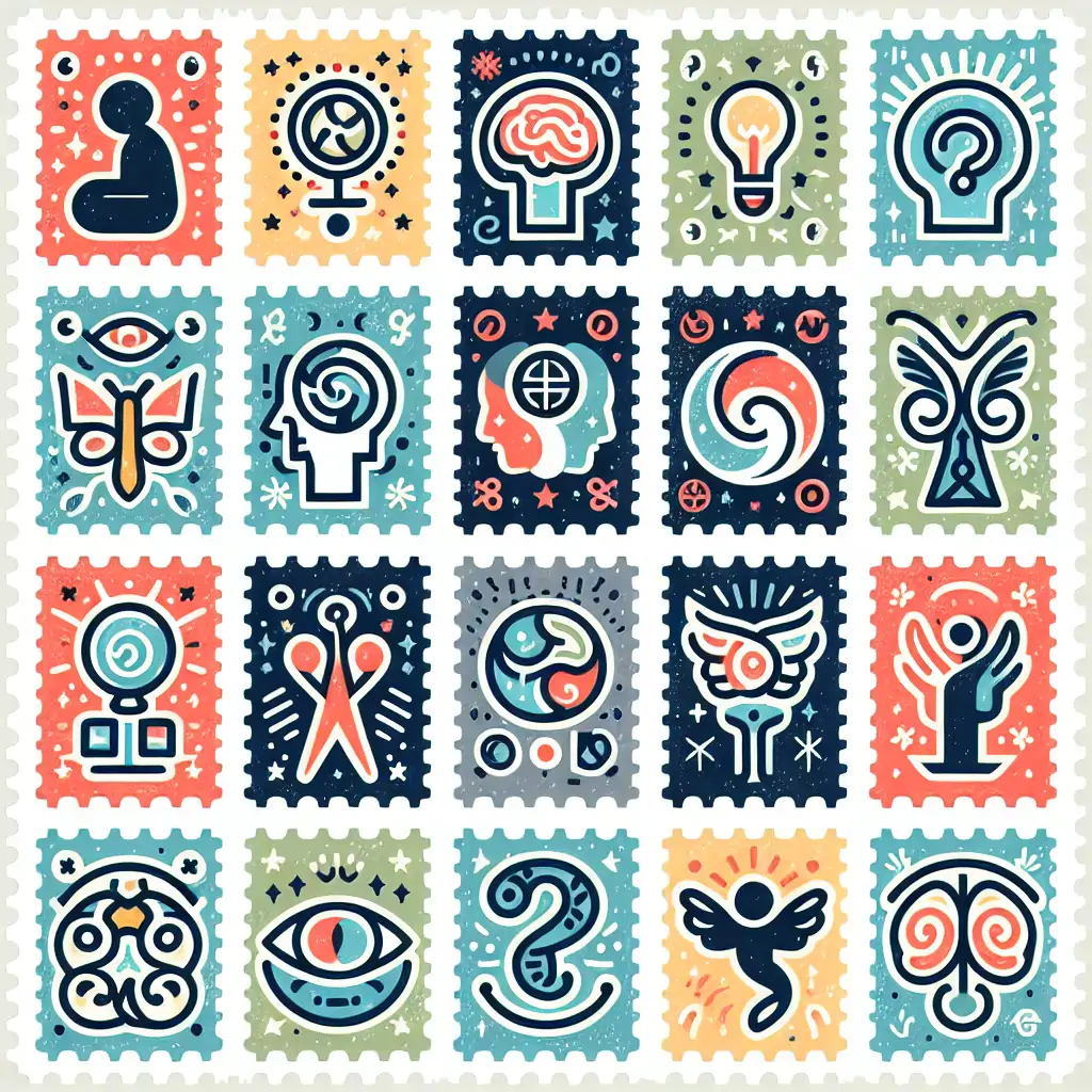 A collage of debunked myth stamps over common psychology misconceptions.