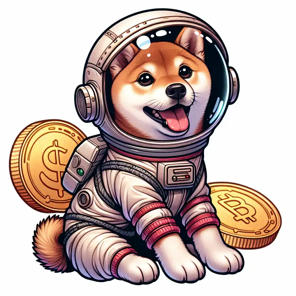 A depiction of a Shiba Inu dog in a space suit, symbolizing the quirky appeal of meme coins.