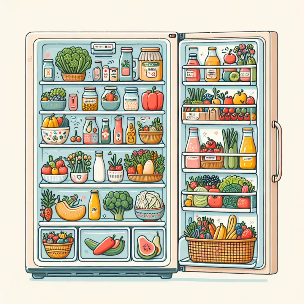 An organized refrigerator showcasing how different produce should be stored.