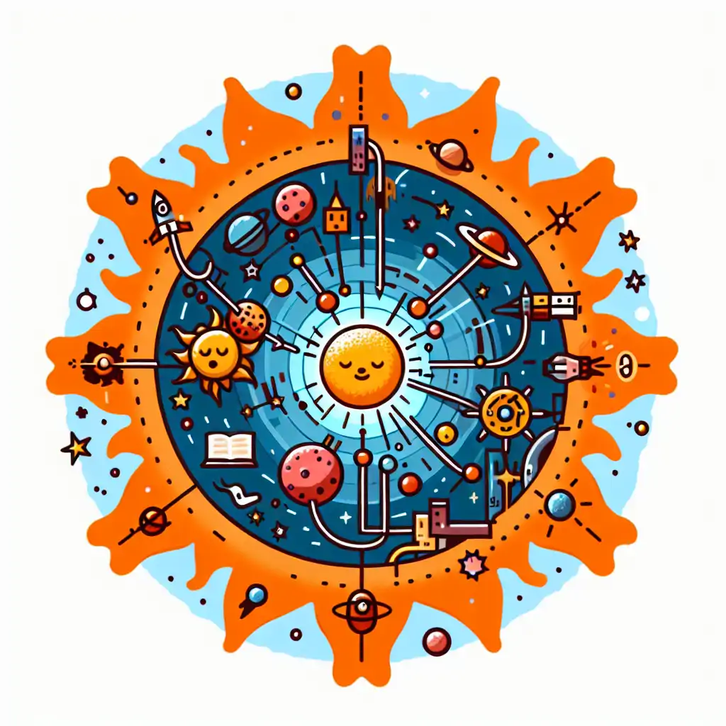 An artistic representation of the sun, symbolizing the role of quantum tunneling in nuclear fusion.