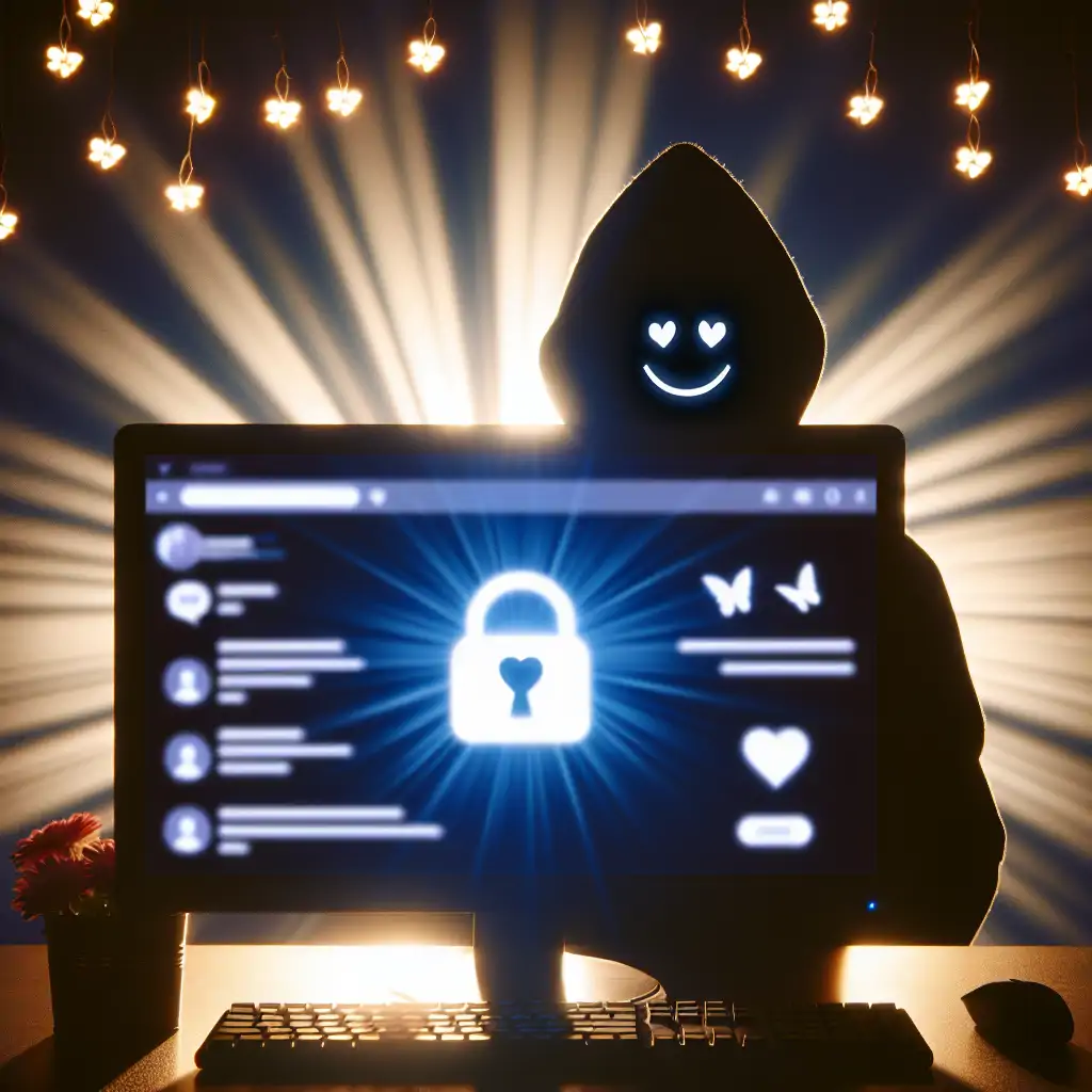 A dark silhouette of a person in front of a glowing computer screen, symbolizing the lurking nature of cyberbullying.