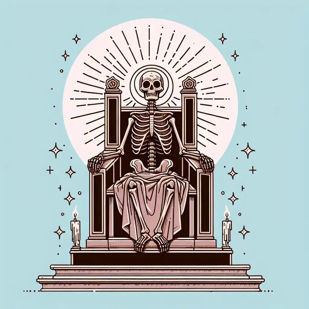 An illustration showing Pope Formosus' decomposed body on a throne during the Cadaver Synod.