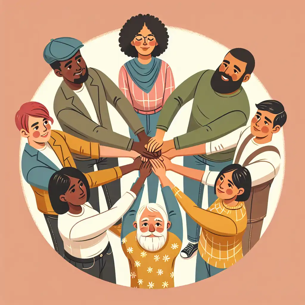 Inspiring image of people joining hands in solidarity, symbolizing unity and active advocacy against bullying.