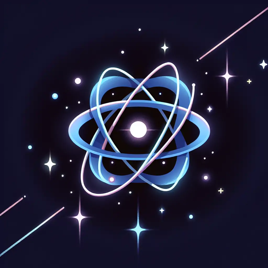 A cosmic themed image showing light beams intertwining, representing the profound impact of QED on the universe and technology.