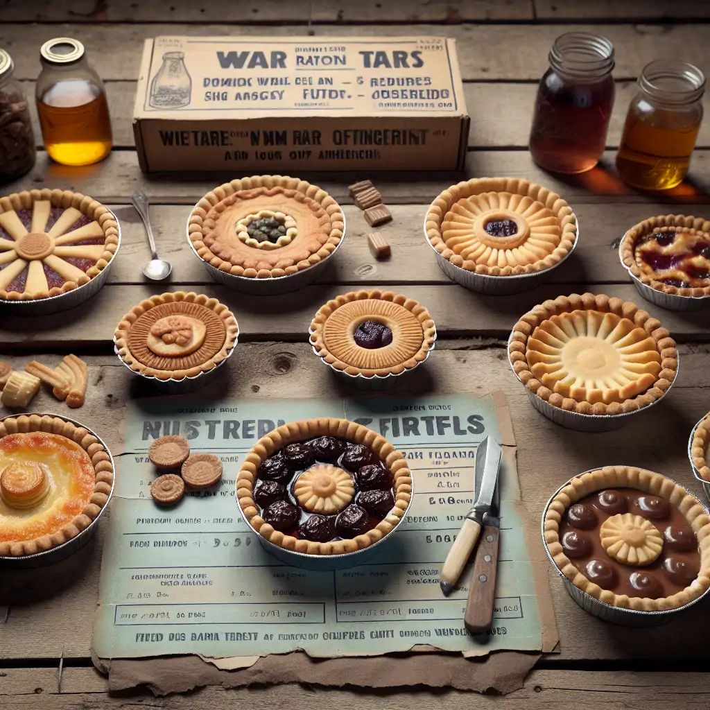 An assortment of vintage tarts with war ration ingredients.