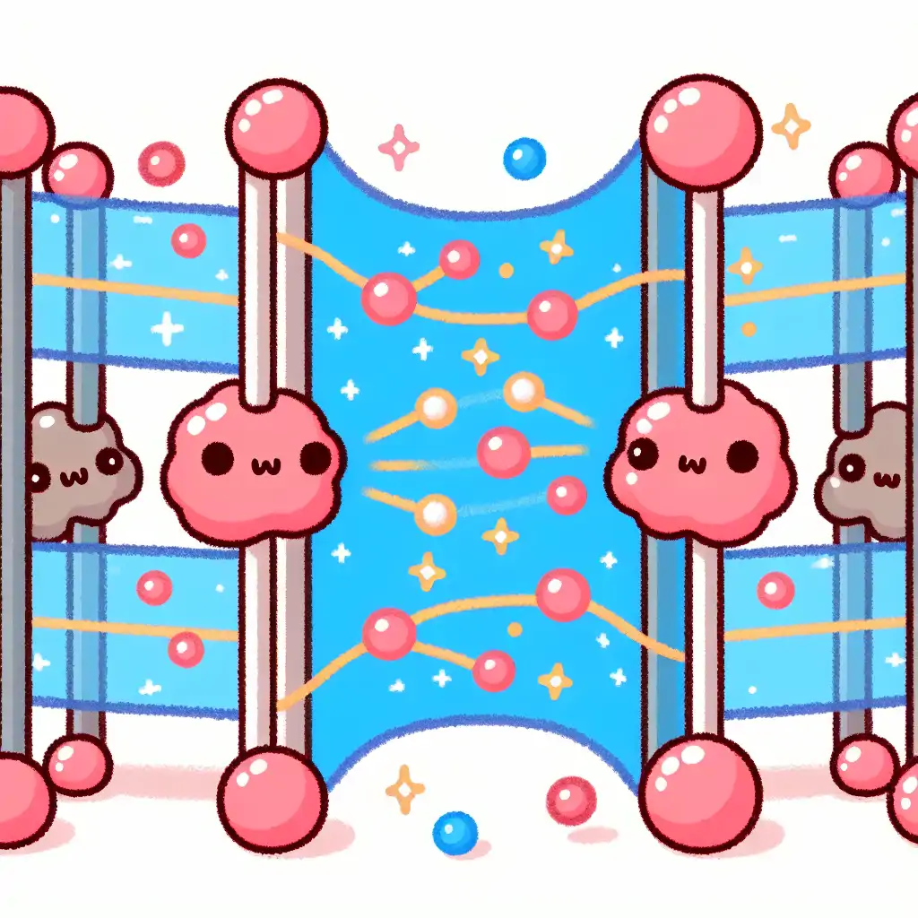 Illustration of particles whimsically moving through a double-slit setup.