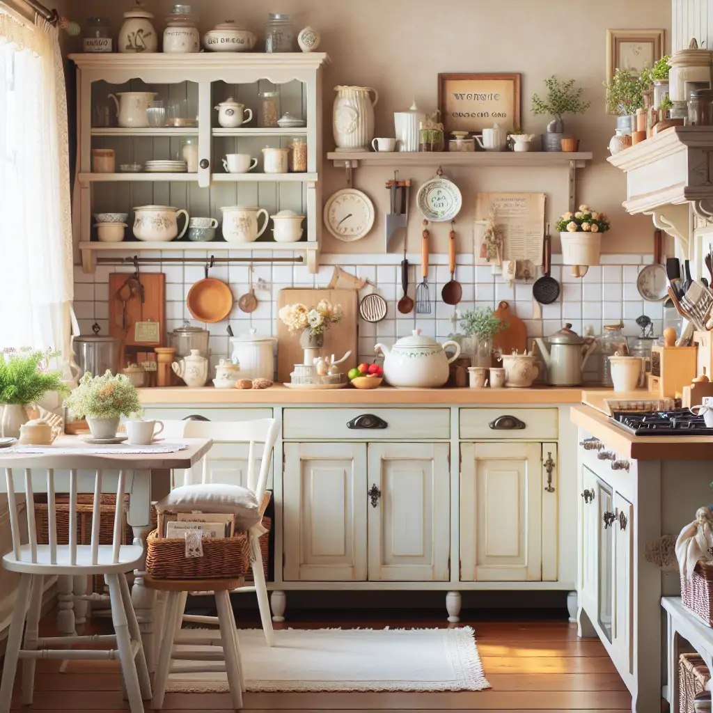 A serene and organized kitchen with a welcoming ambiance.