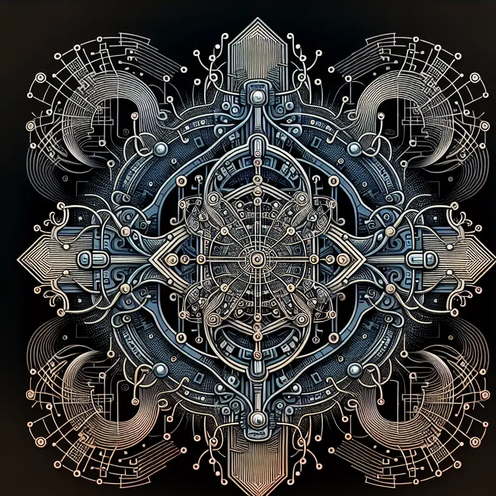 An illustration of a quantum computer, emphasizing electron spin and binary states.